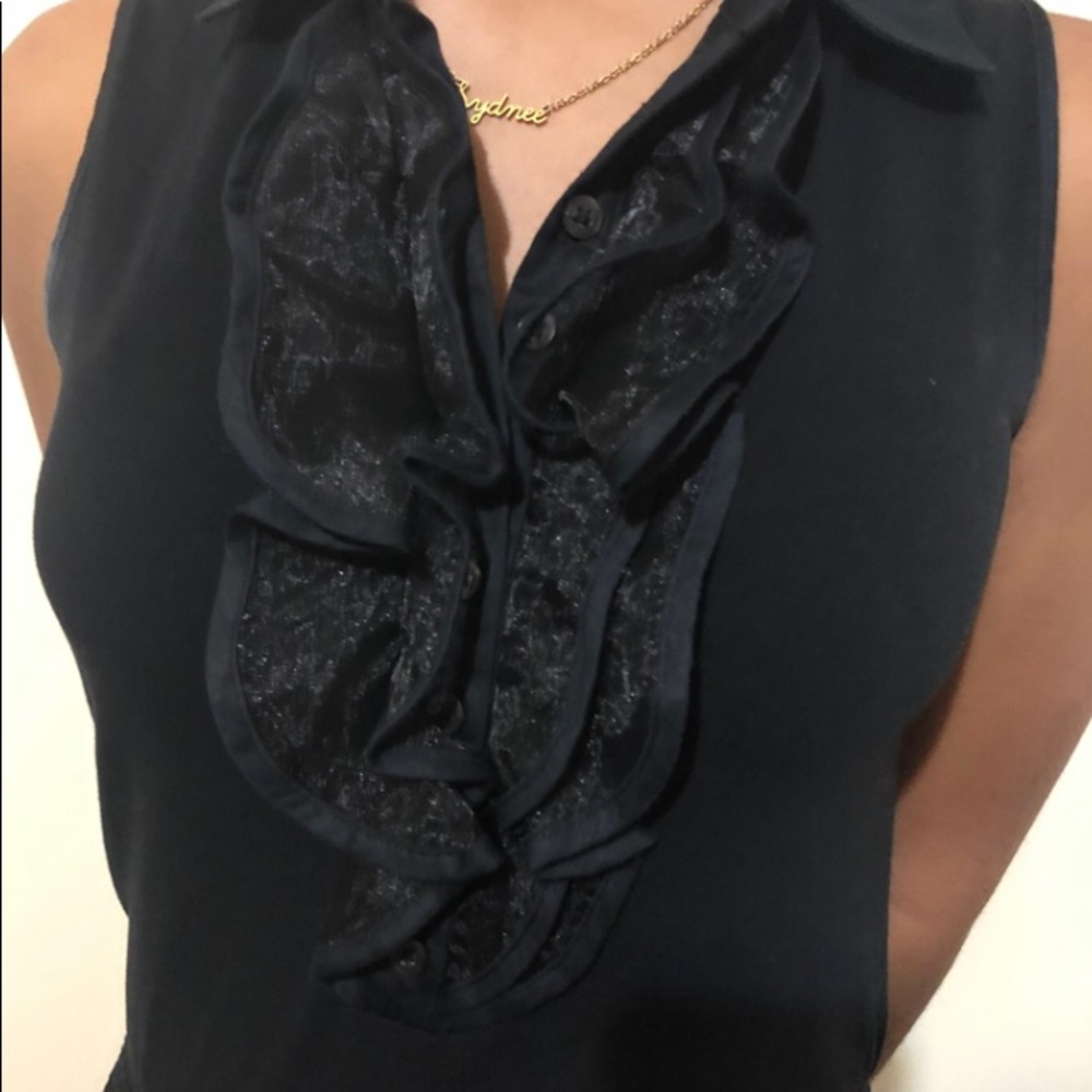 black ruffle blouse